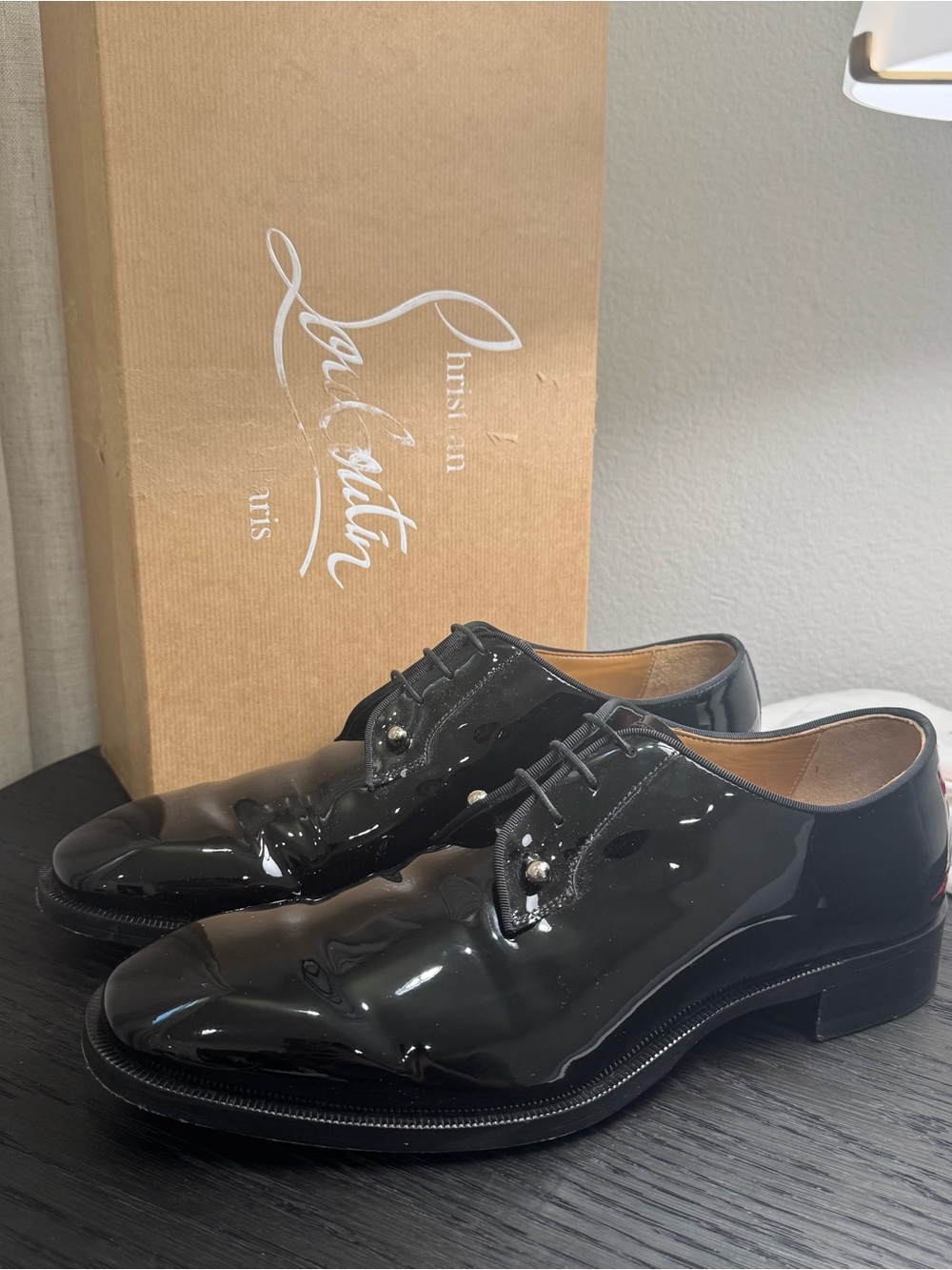Christian Louboutin Chambeliss Dress Shoes Patent Black 42.5